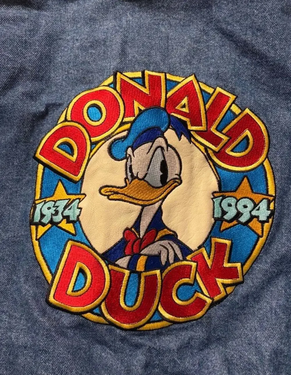 1994 Disney Studio Editions Donald Duck 60th Anniversary Denim Varsity Jacket